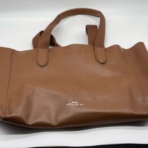 COACH F58660 Pebble Leather Derby Tote Purse Bag Brown